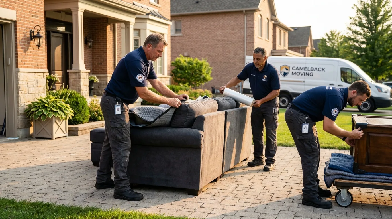 Large estate moving crew wrapping furniture in Arkadelphia, AR